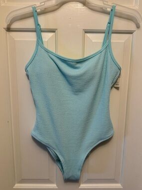 NWT Aerie Textured Crinkle Turquoise One Piece Swimsuit Size M